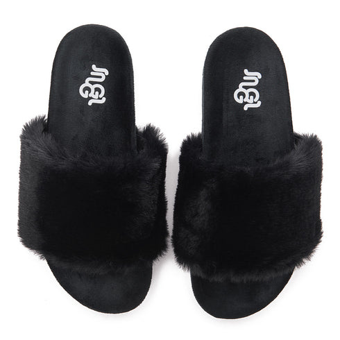 Snuggs Fuzzy Slipper Black